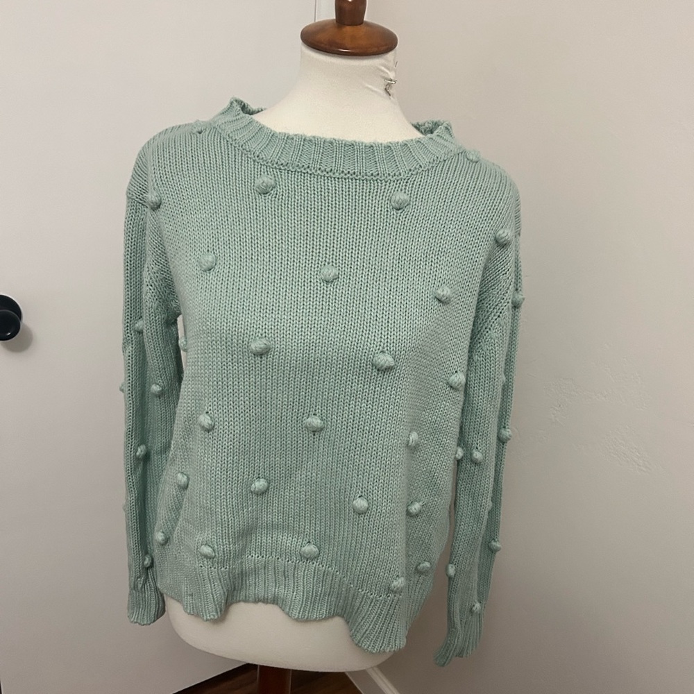 Pink Lily Boutique Mint Green Pom Pom Sweater